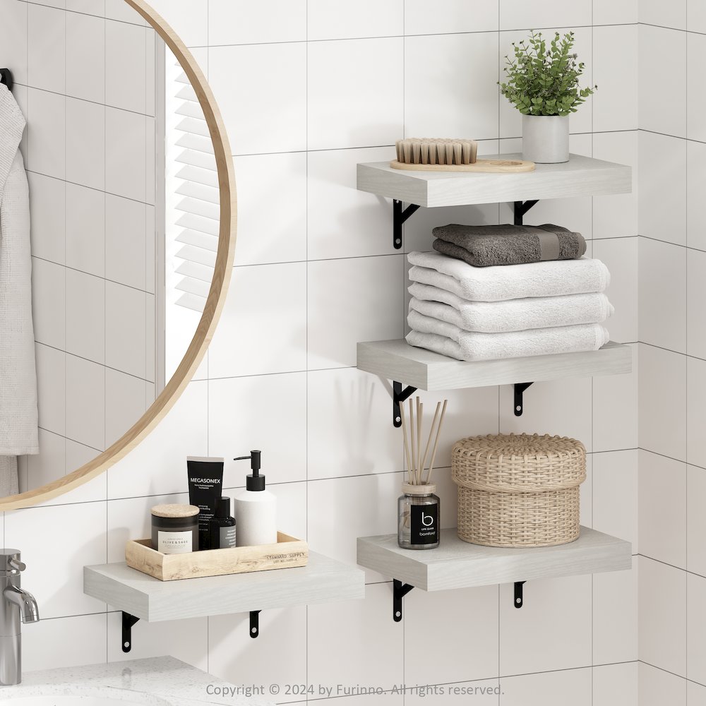 Tanna 15-Inch Wall Mounted Bathroom Floating Display Shelves, Set of 4. Picture 6