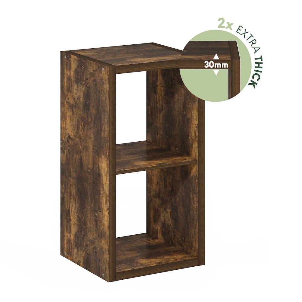 Cubicle Open Back Decorative Cube Storage Organizer, 2-Cube, Amber Pine. Picture 7