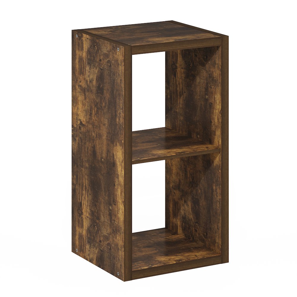 Cubicle Open Back Decorative Cube Storage Organizer, 2-Cube, Amber Pine. Picture 1