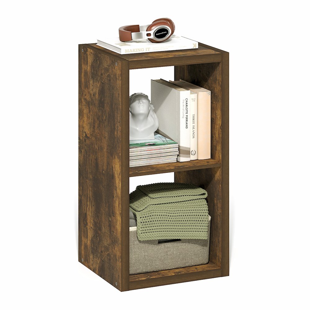 Cubicle Open Back Decorative Cube Storage Organizer, 2-Cube, Amber Pine. Picture 5