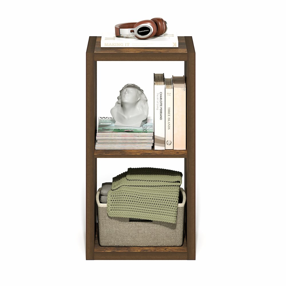 Cubicle Open Back Decorative Cube Storage Organizer, 2-Cube, Amber Pine. Picture 6