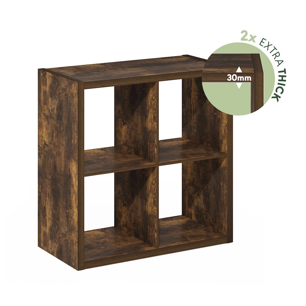 Cubicle Open Back Decorative Cube Storage Organizer, 4-Cube, Amber Pine. Picture 7