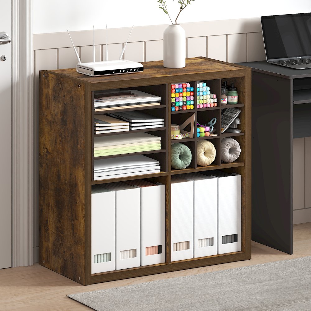 Cubicle Open Back Decorative Cube Storage Organizer, 4-Cube, Amber Pine. Picture 2