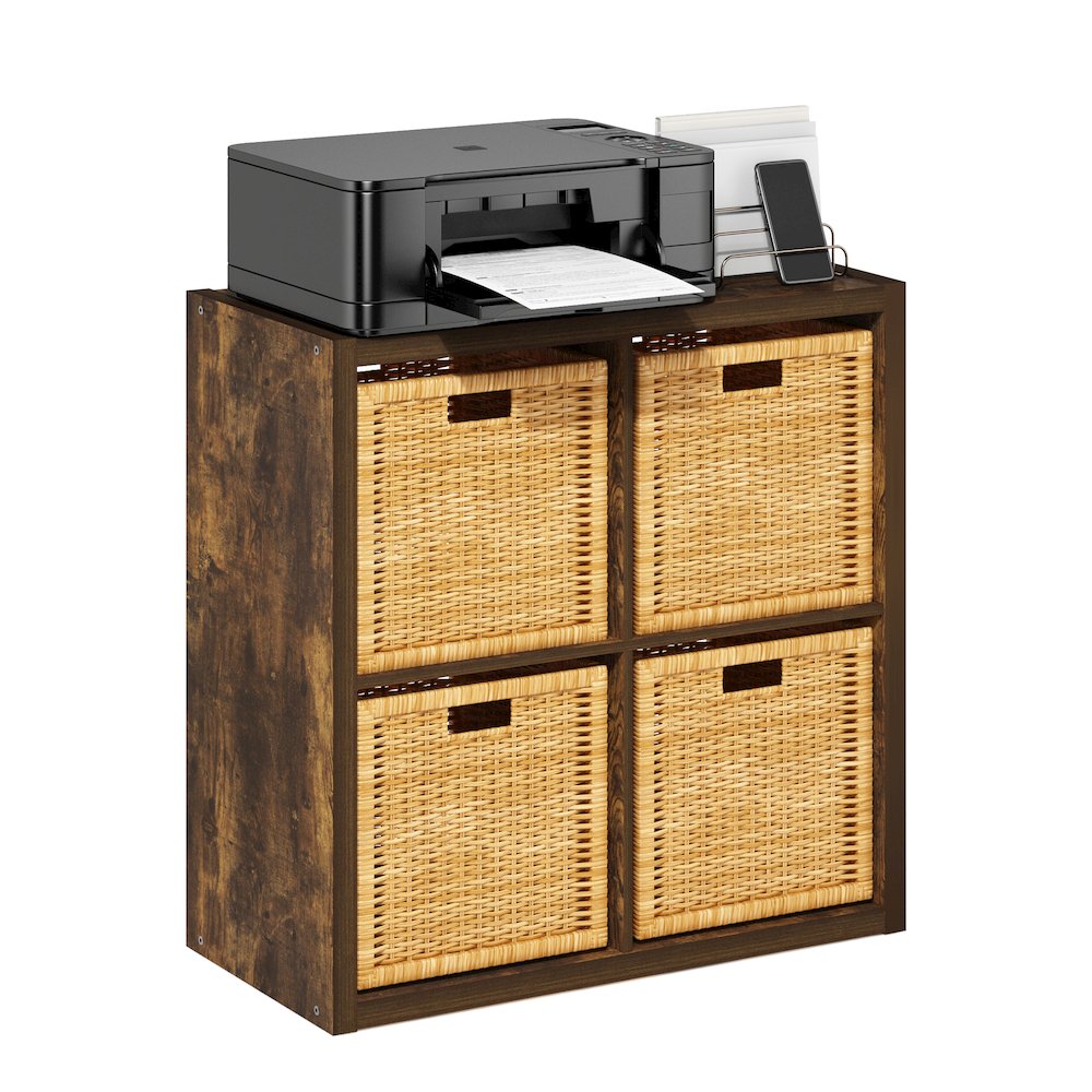 Cubicle Open Back Decorative Cube Storage Organizer, 4-Cube, Amber Pine. Picture 5