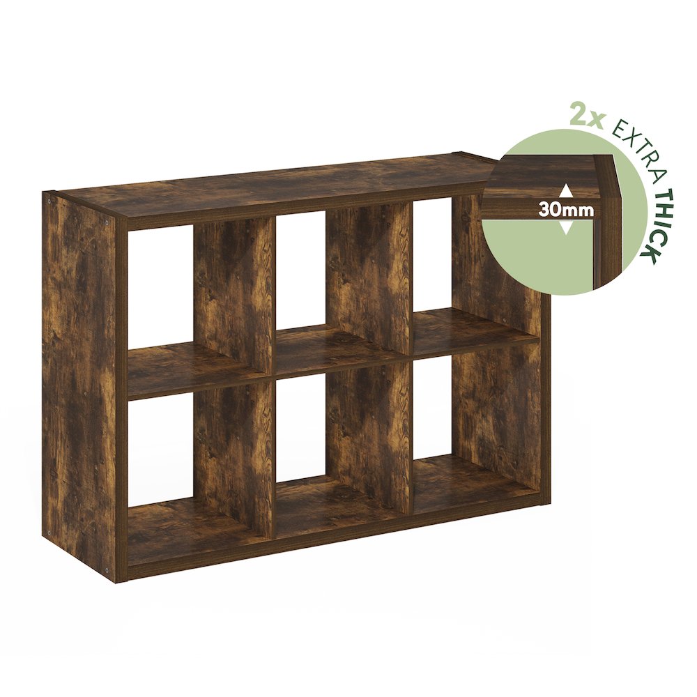 Cubicle Open Back Decorative Cube Storage Organizer, 6-Cube, Amber Pine. Picture 7