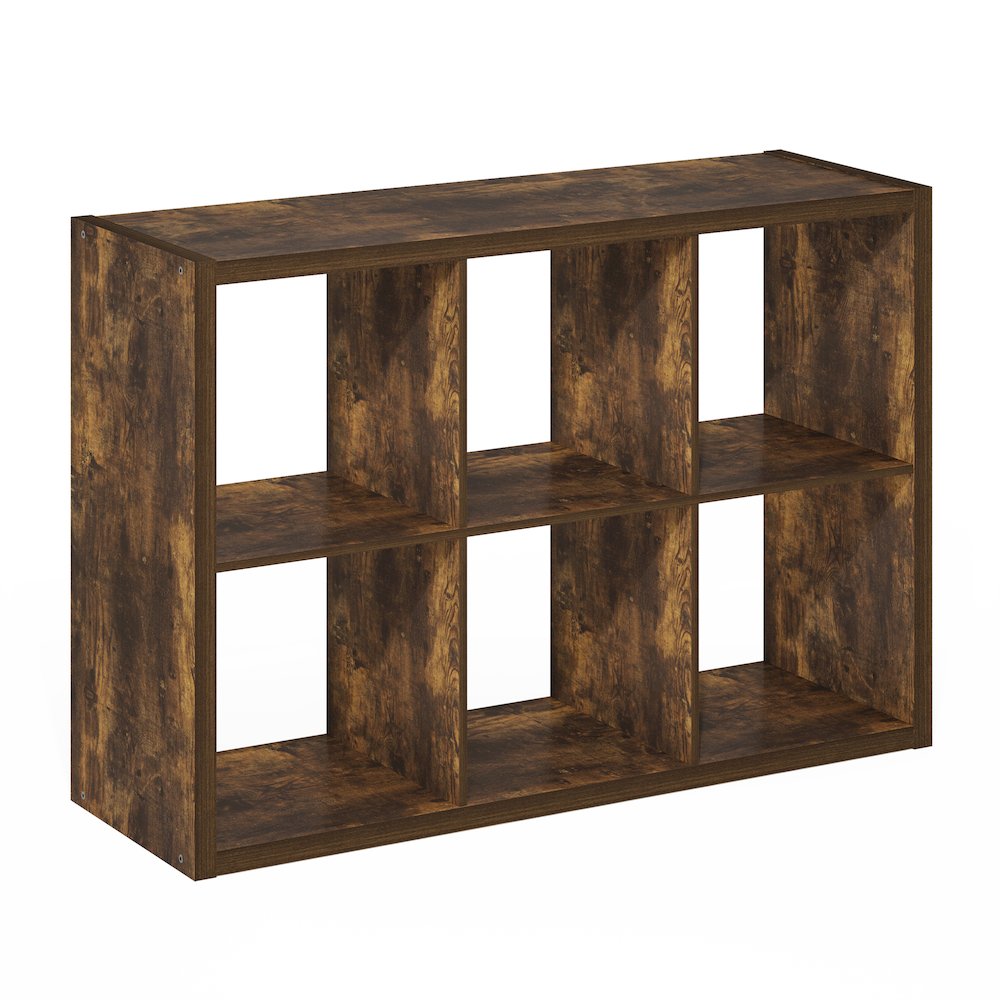 Cubicle Open Back Decorative Cube Storage Organizer, 6-Cube, Amber Pine. Picture 1