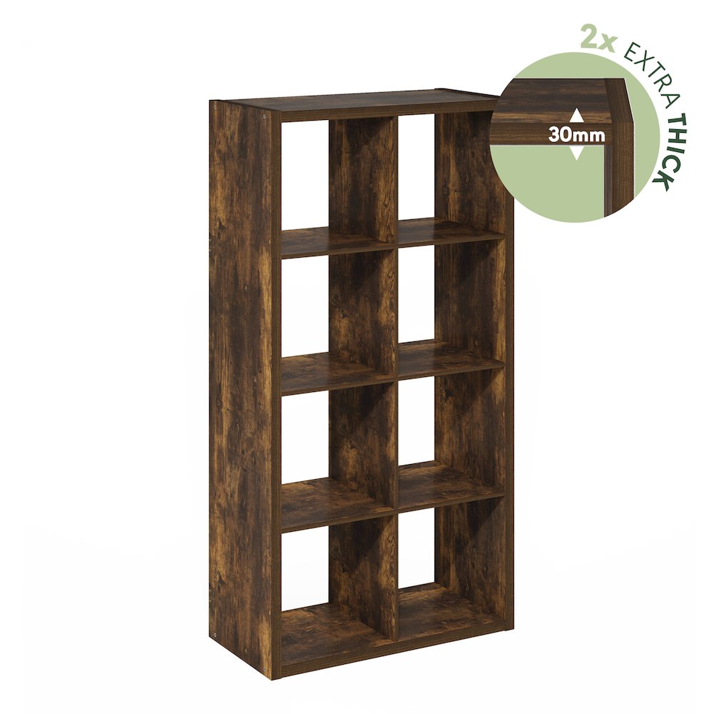 Cubicle Open Back Decorative Cube Storage Organizer, 8-Cube, Amber Pine. Picture 7