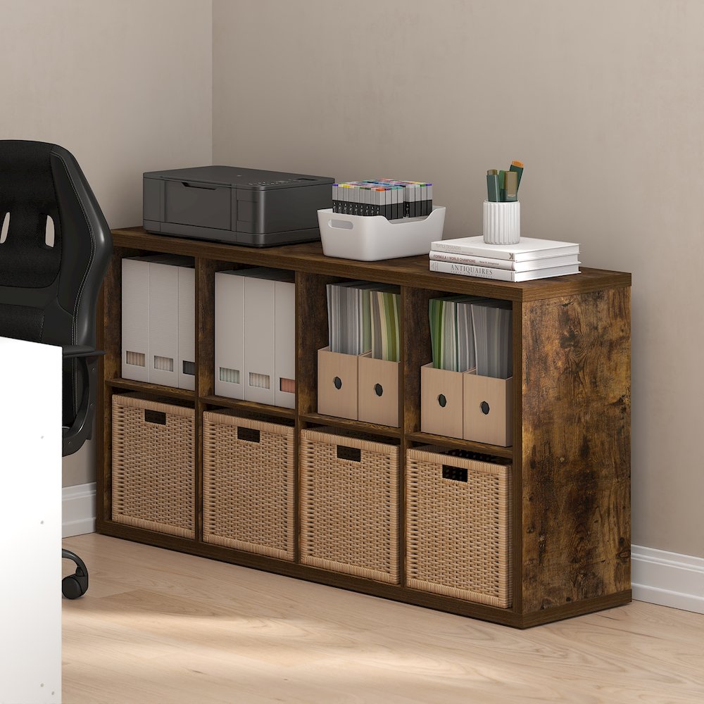 Cubicle Open Back Decorative Cube Storage Organizer, 8-Cube, Amber Pine. Picture 2