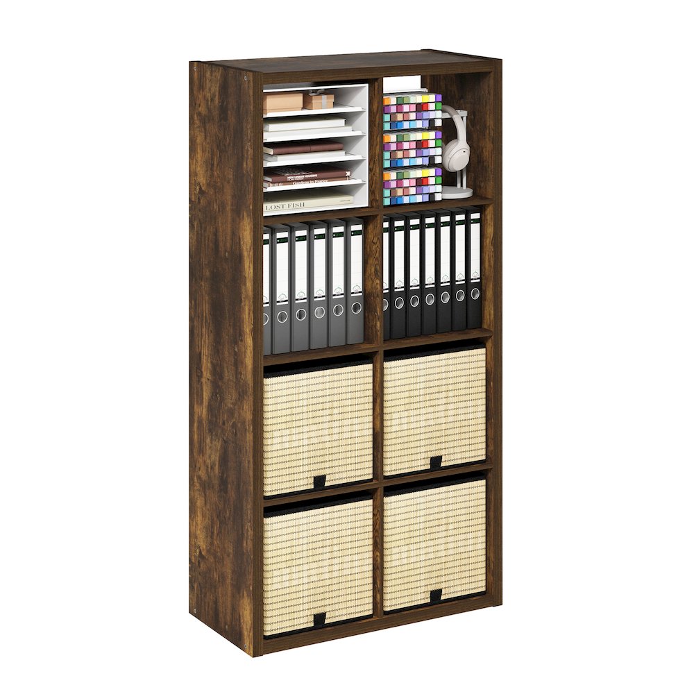 Cubicle Open Back Decorative Cube Storage Organizer, 8-Cube, Amber Pine. Picture 5