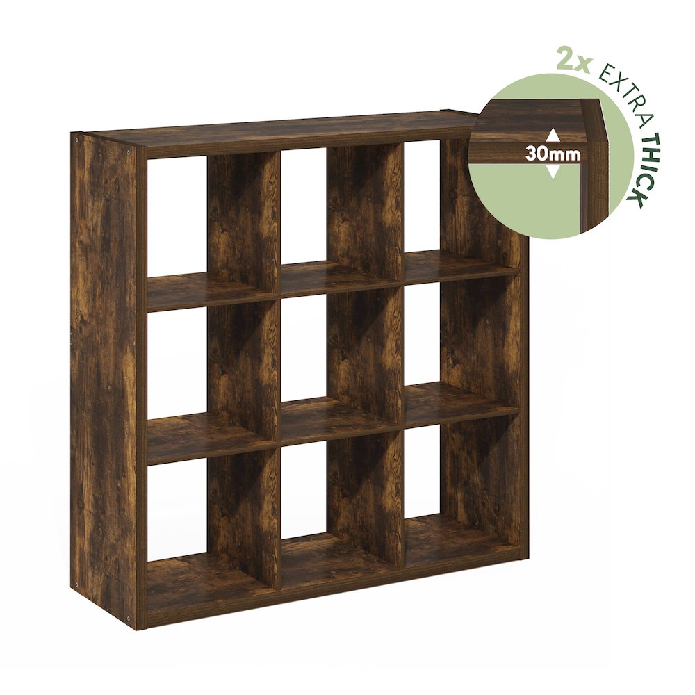 Cubicle Open Back Decorative Cube Storage Organizer, 9-Cube, Amber Pine. Picture 7