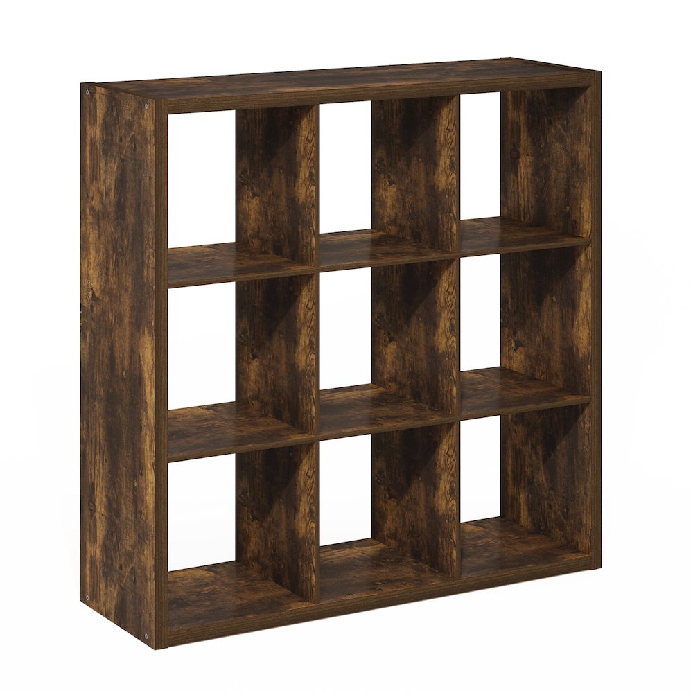 Cubicle Open Back Decorative Cube Storage Organizer, 9-Cube, Amber Pine. Picture 1