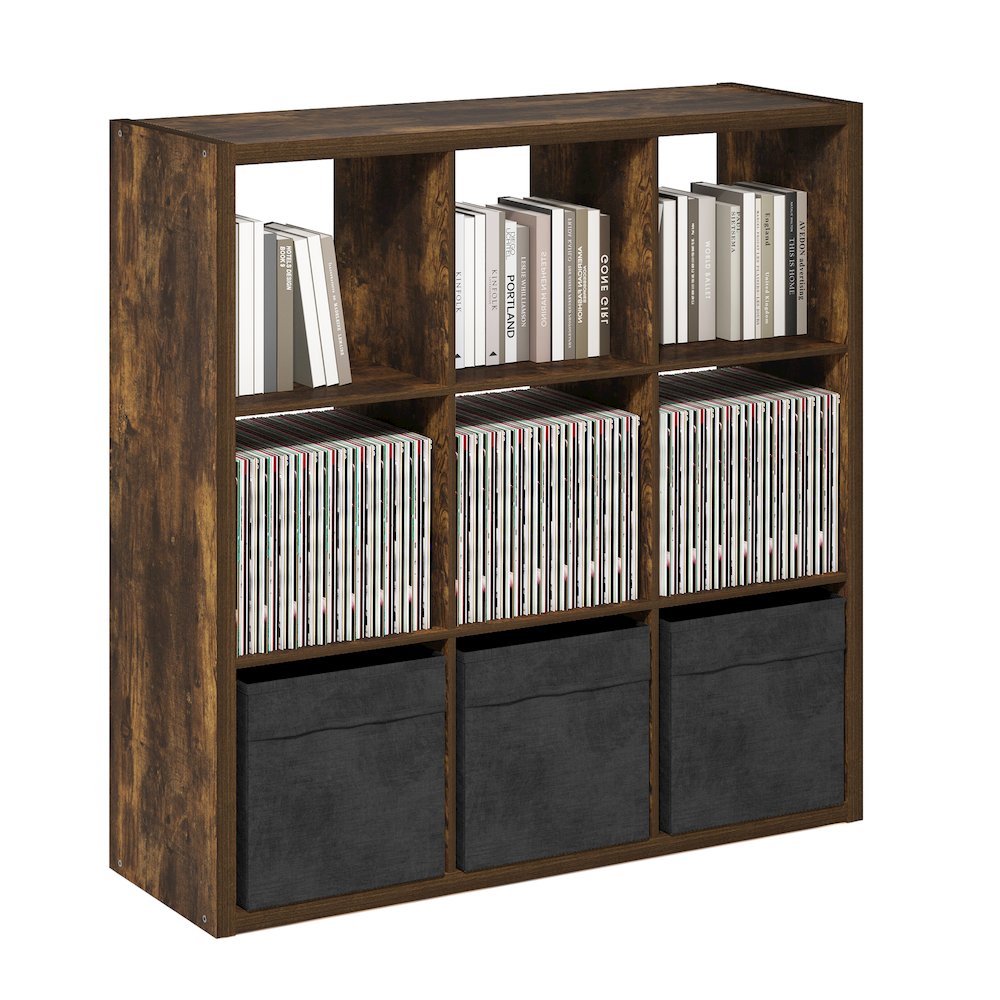 Cubicle Open Back Decorative Cube Storage Organizer, 9-Cube, Amber Pine. Picture 5