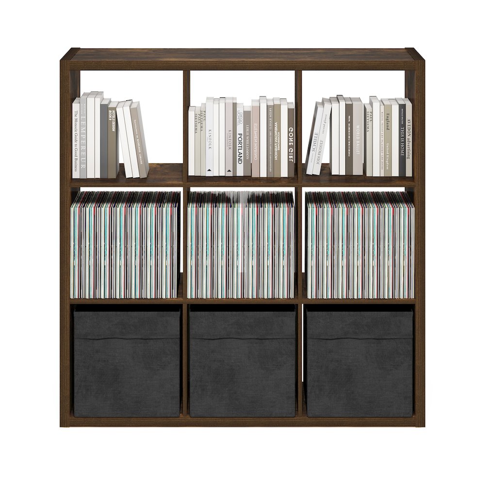 Cubicle Open Back Decorative Cube Storage Organizer, 9-Cube, Amber Pine. Picture 6
