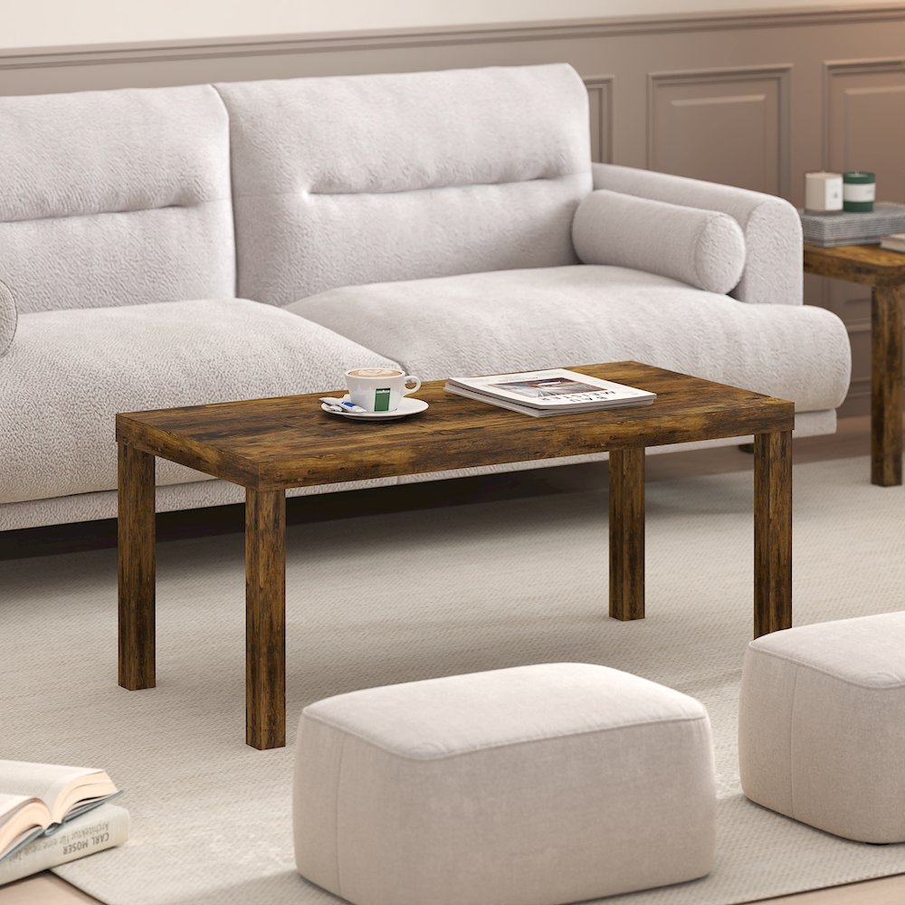 Classic Simple Coffee Table for Living Room, Amber Pine. Picture 5
