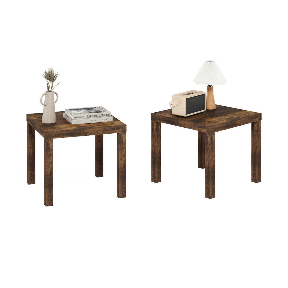 Classic Homey Square Side Table, Set of 2, Amber Pine. Picture 5