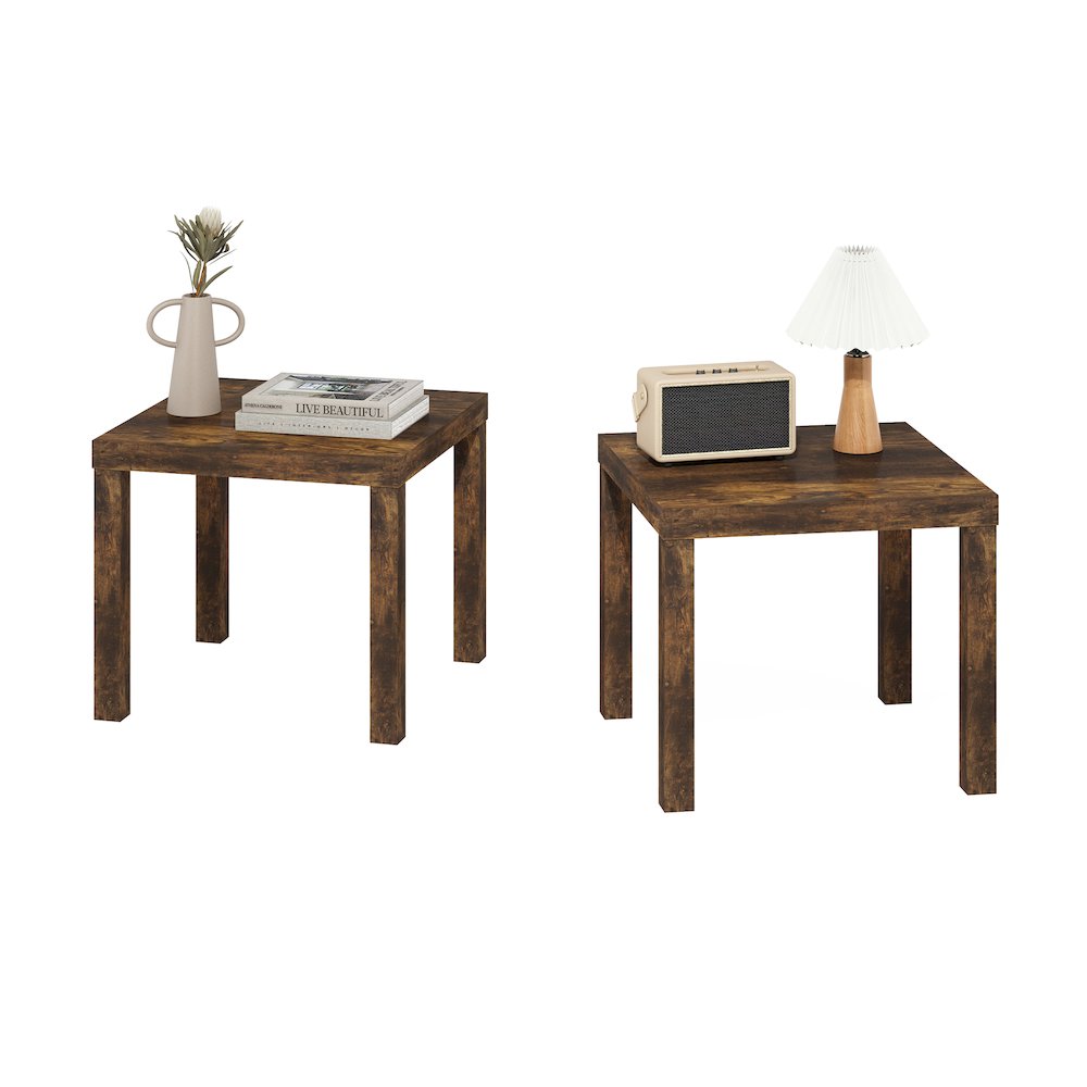 Classic Homey Square Side Table, Set of 2, Amber Pine. Picture 6