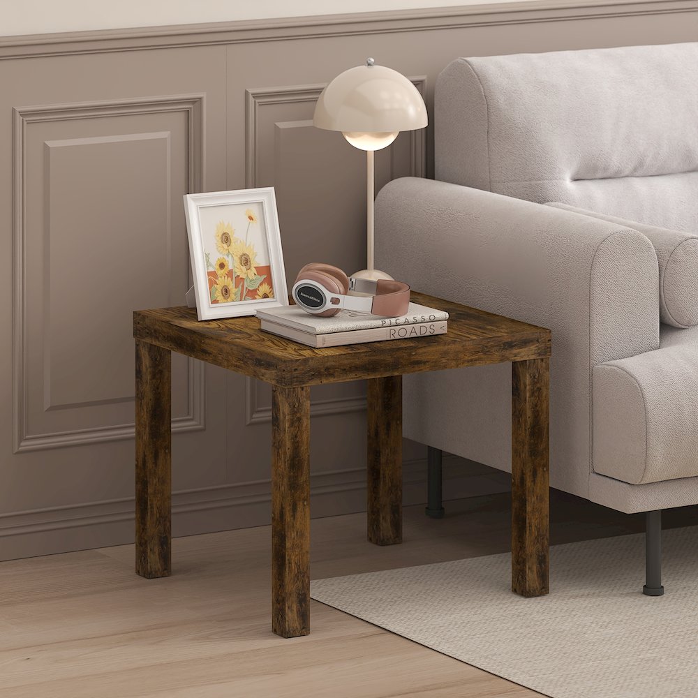 Classic Homey Square Side Table, Amber Pine. Picture 2