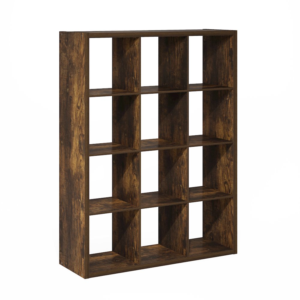 Cubicle Open Back Decorative Cube Storage Organizer, 12-Cube, Amber Pine. Picture 1