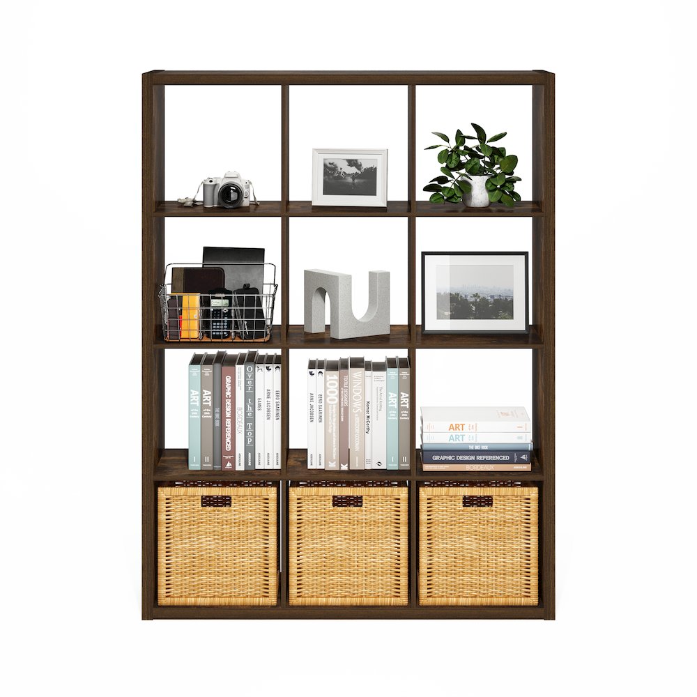 Cubicle Open Back Decorative Cube Storage Organizer, 12-Cube, Amber Pine. Picture 6