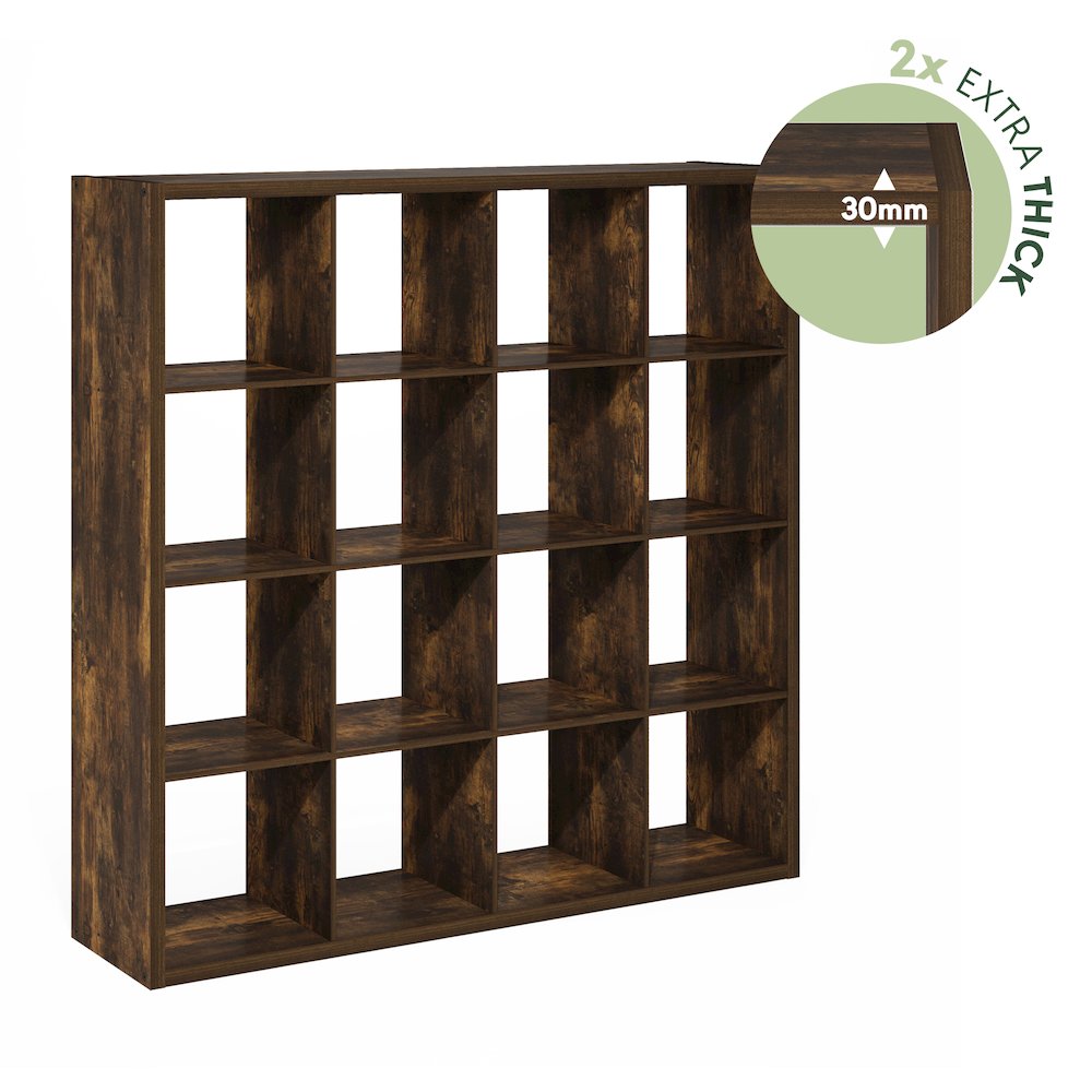 Cubicle Open Back Decorative Cube Storage Organizer, 16-Cube, Amber Pine. Picture 7