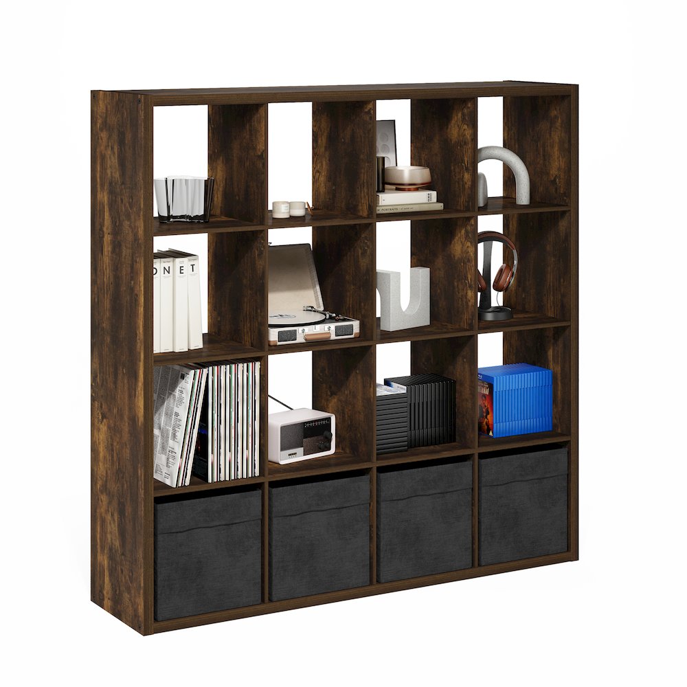 Cubicle Open Back Decorative Cube Storage Organizer, 16-Cube, Amber Pine. Picture 5