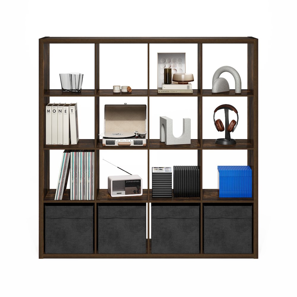 Cubicle Open Back Decorative Cube Storage Organizer, 16-Cube, Amber Pine. Picture 6