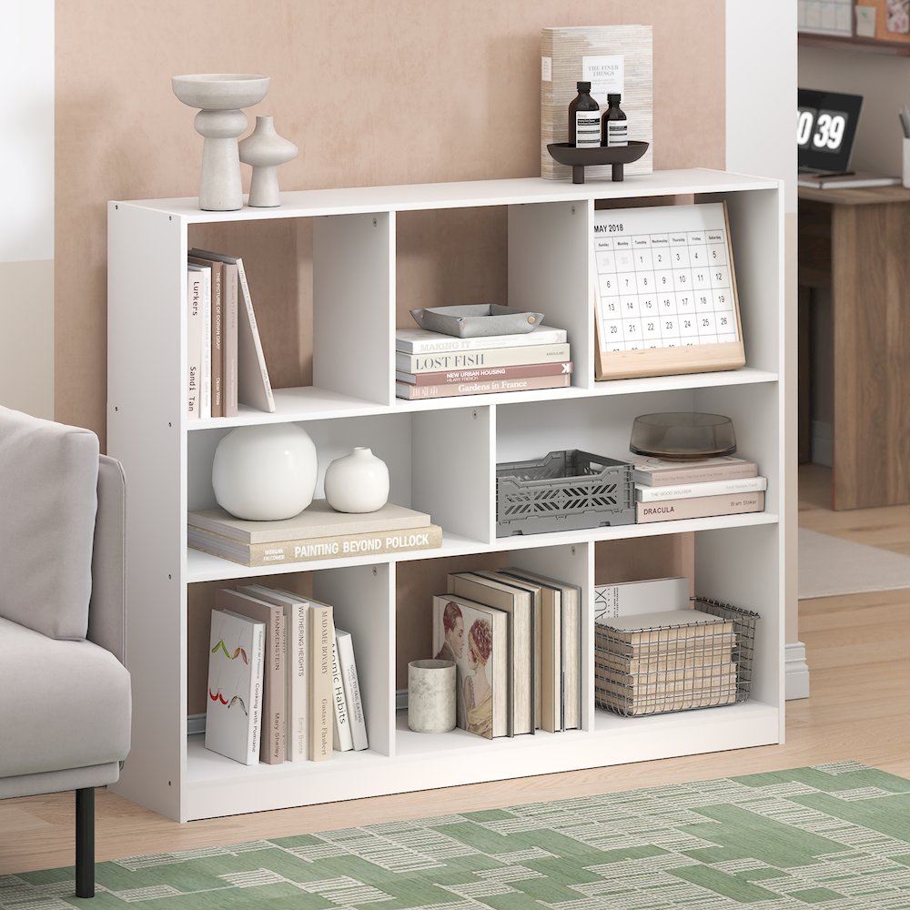 Daly 8-Cube Horizontal 3 Tier Bookcase, Bookshelf, Storage Organizer, 47 Width. Picture 2