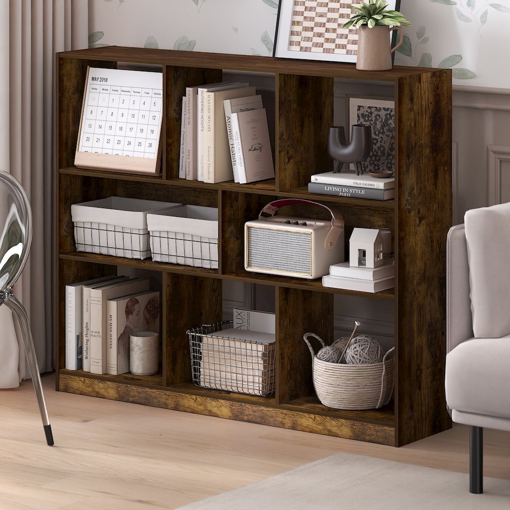 Daly 8-Cube Horizontal 3 Tier Bookcase, Bookshelf, Storage Organizer, 47 Width. Picture 2