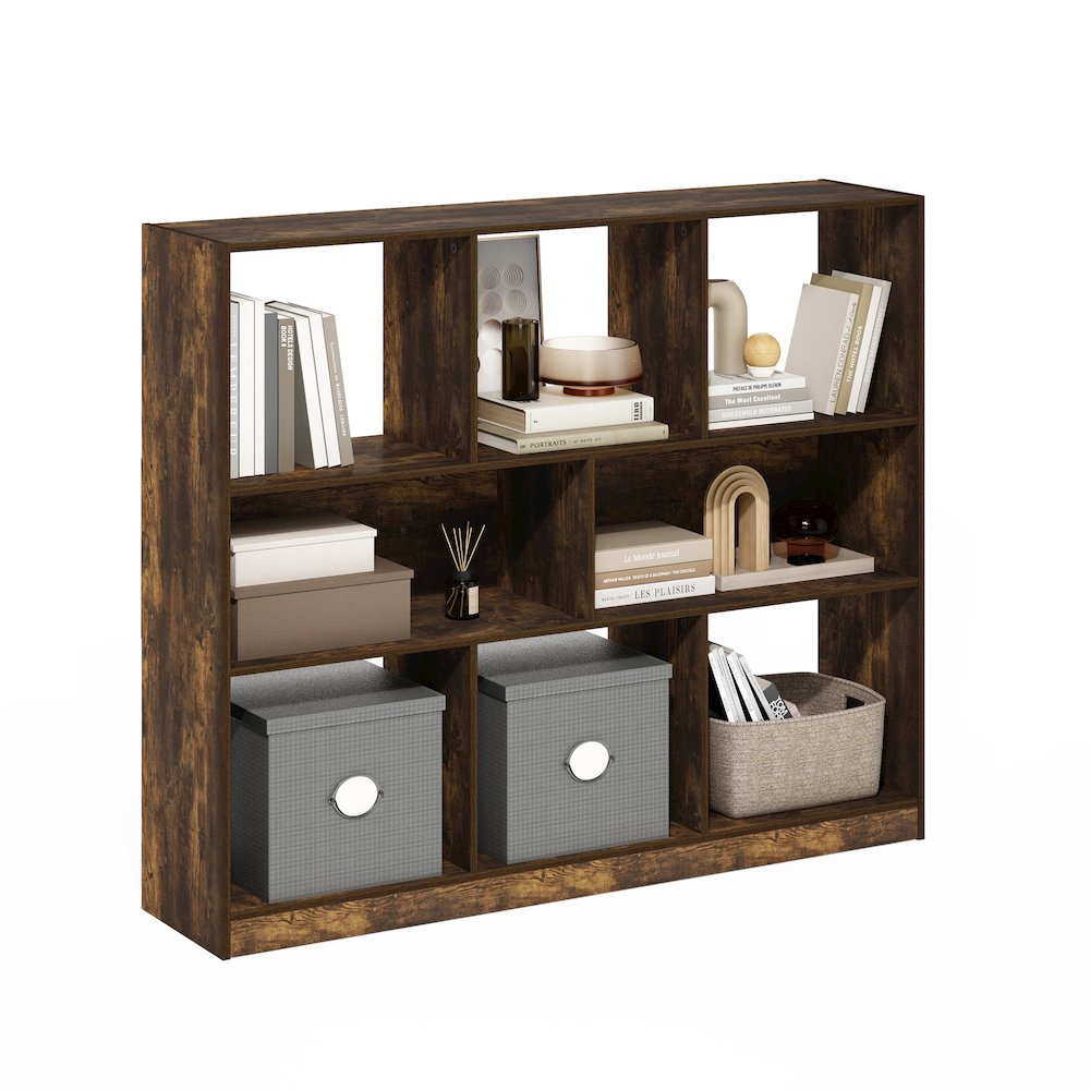 Daly 8-Cube Horizontal 3 Tier Bookcase, Bookshelf, Storage Organizer, 47 Width. Picture 5