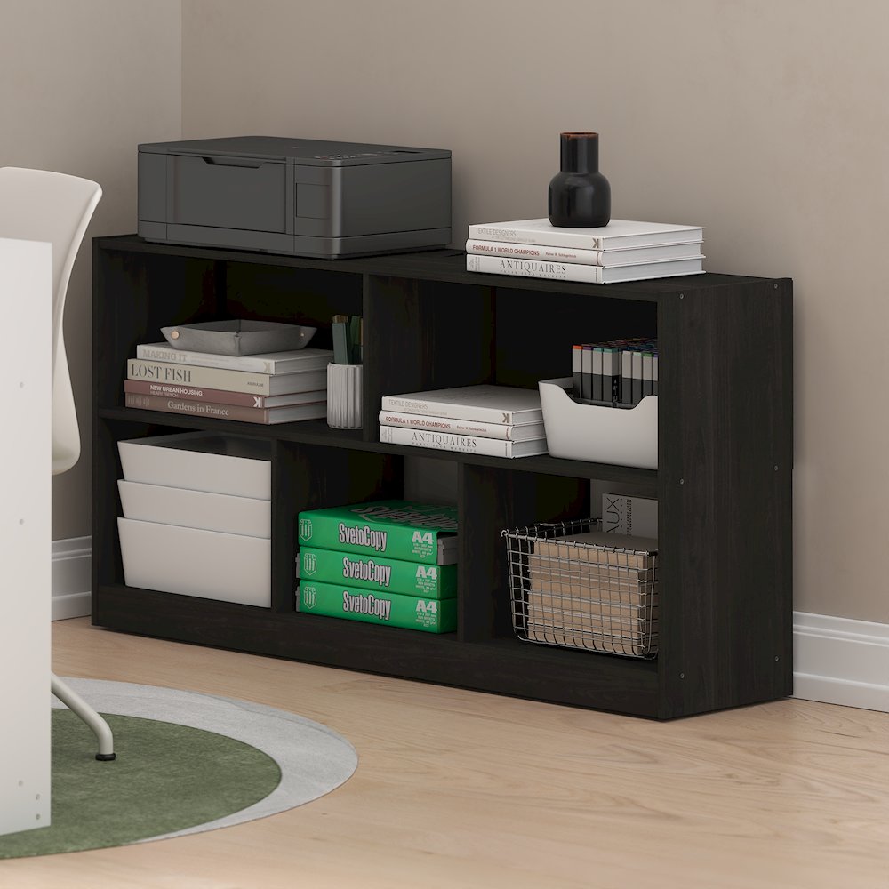 Daly 5-Cube Horizontal 2 Tier Bookcase, Bookshelf, Storage Organizer, 47 Width. Picture 2