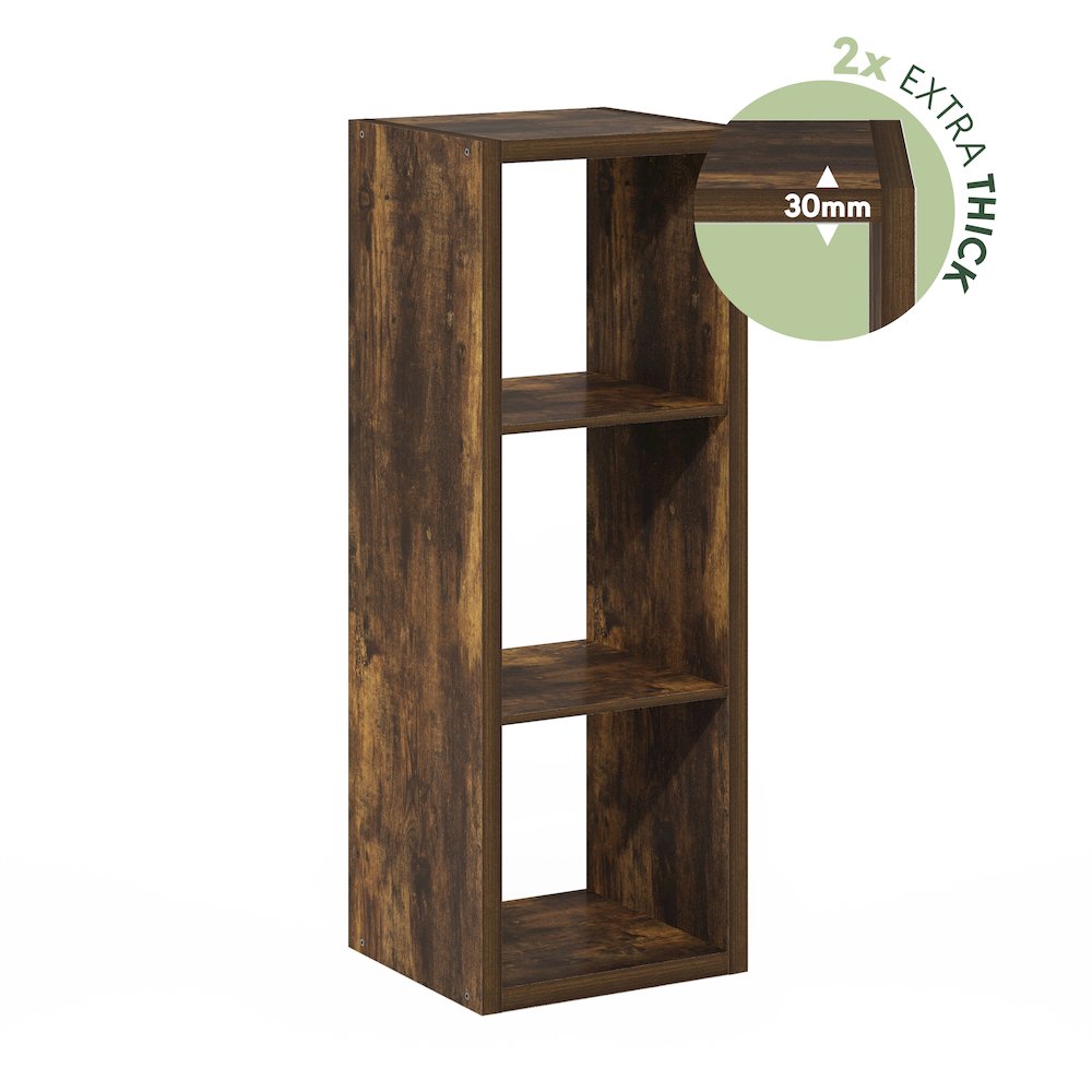 Cubicle Open Back Decorative Cube Storage Organizer, 3-Cube, Amber Pine. Picture 7