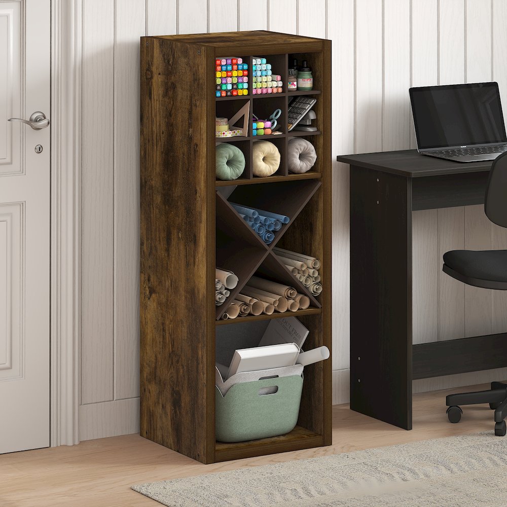 Cubicle Open Back Decorative Cube Storage Organizer, 3-Cube, Amber Pine. Picture 2