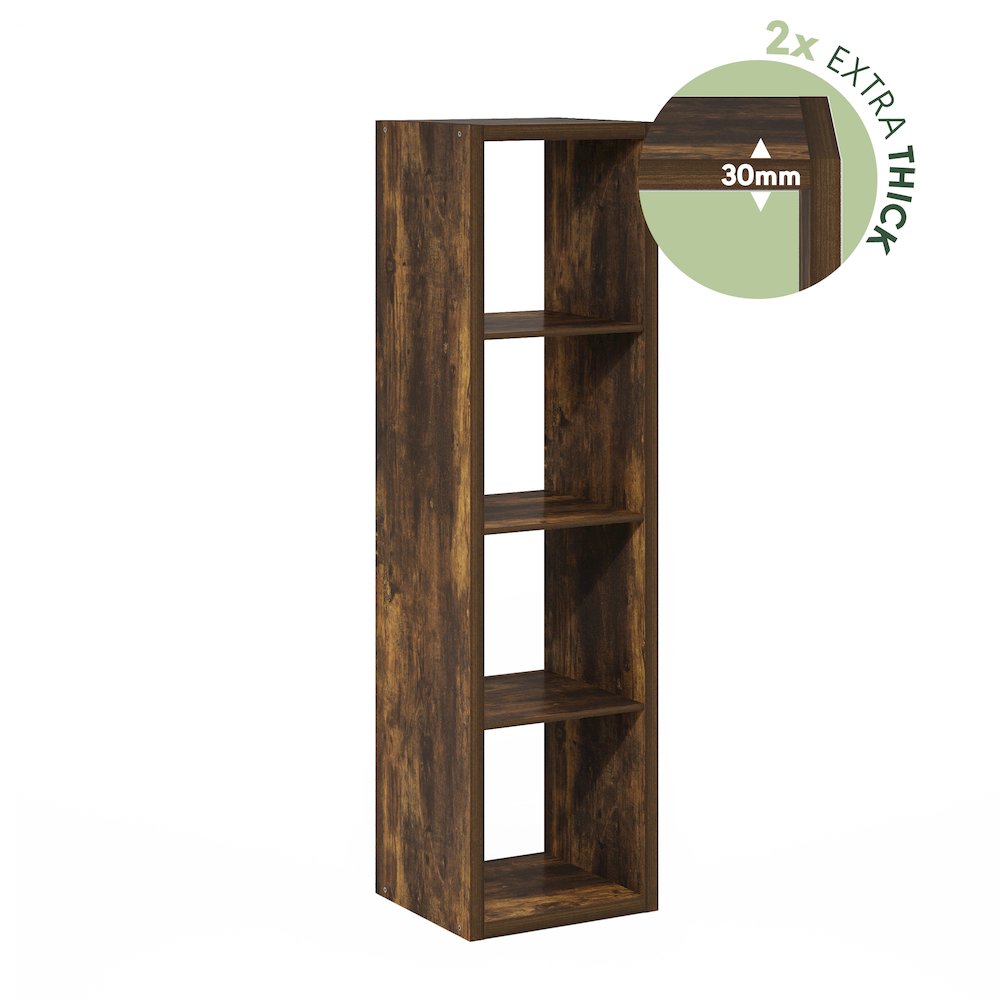 Cubicle Open Back Decorative Verticle Cube Storage Organizer, 4-Cube, Amber Pine. Picture 7