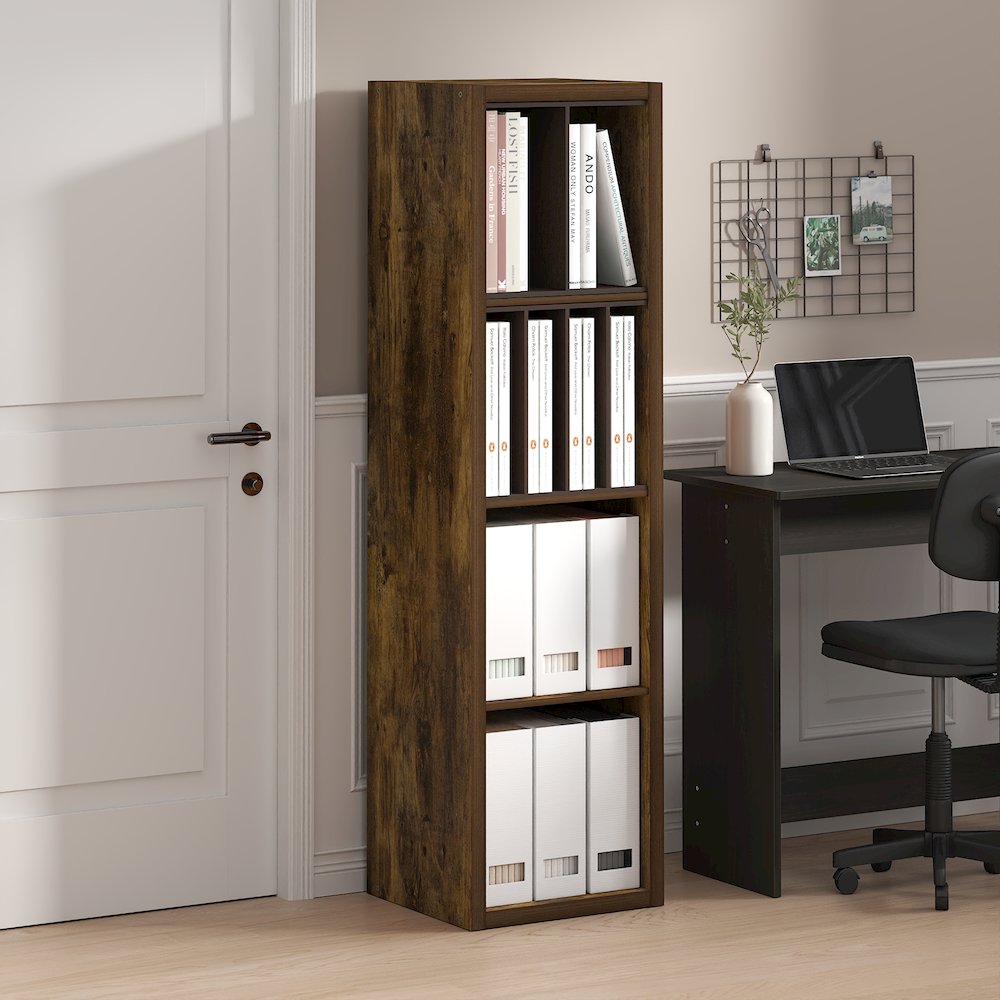 Cubicle Open Back Decorative Verticle Cube Storage Organizer, 4-Cube, Amber Pine. Picture 2
