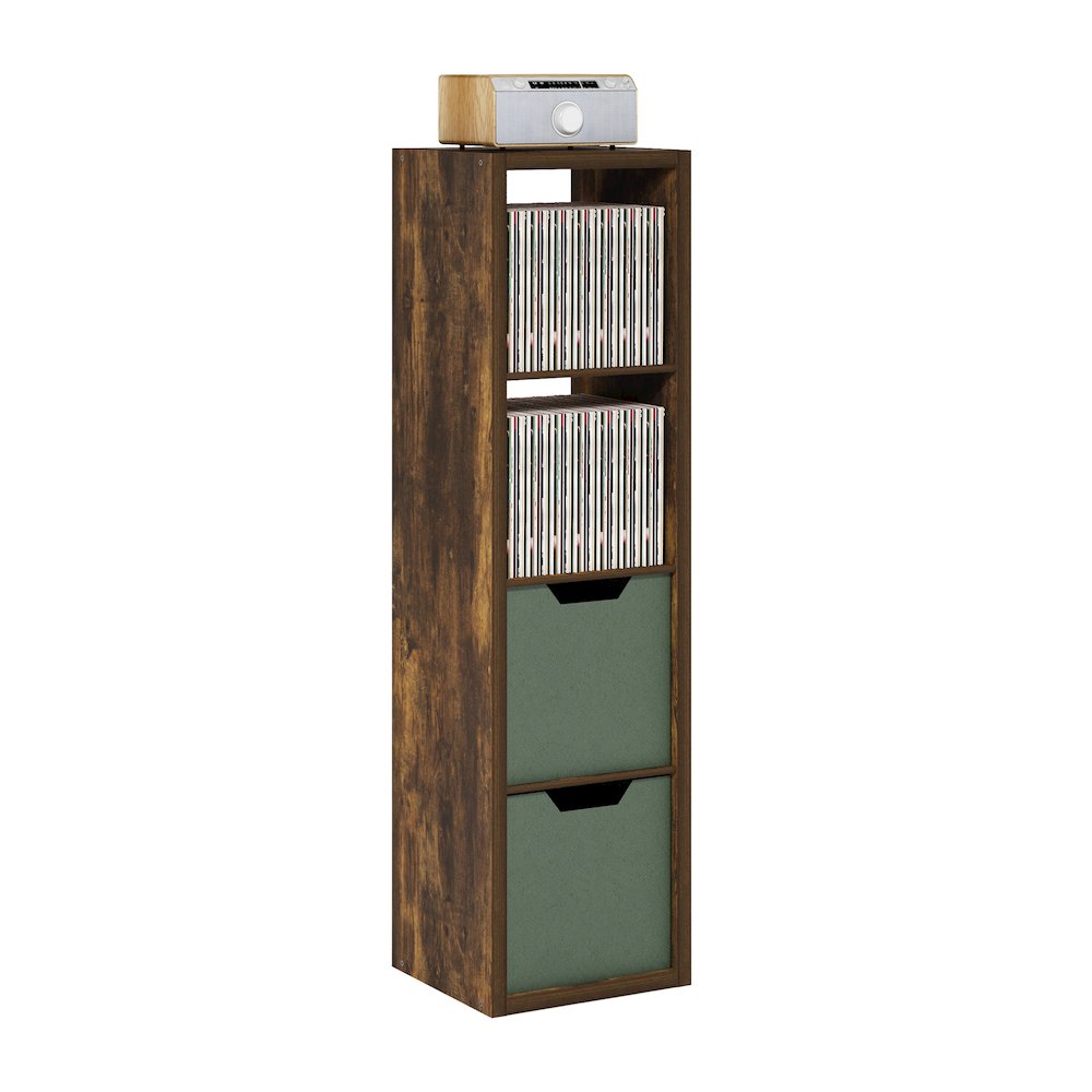 Cubicle Open Back Decorative Verticle Cube Storage Organizer, 4-Cube, Amber Pine. Picture 5