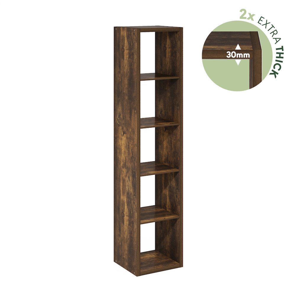 Cubicle Open Back Decorative Verticle Cube Storage Organizer, 5-Cube, Amber Pine. Picture 7