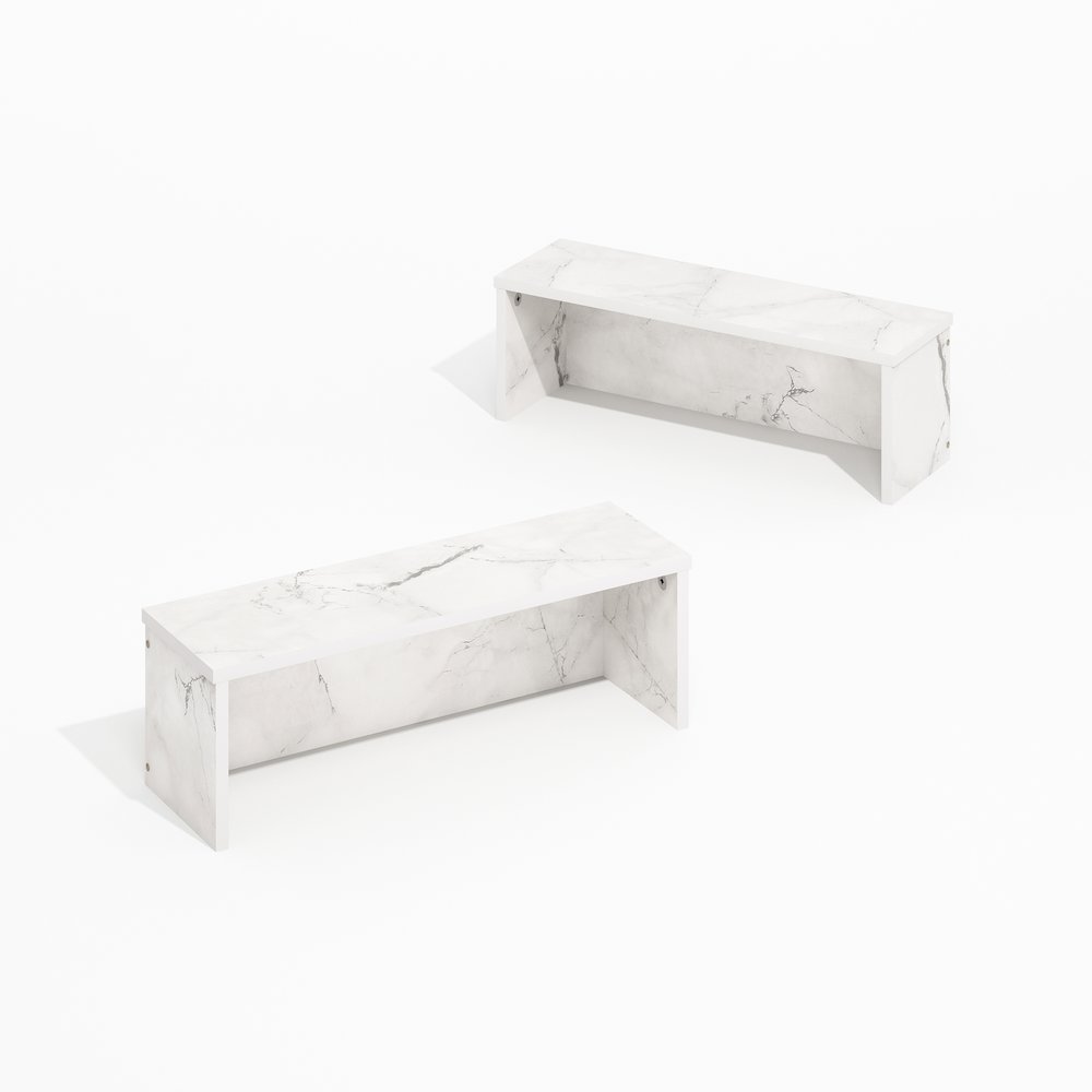 18-Inch Kitchen Counter Stackable Organizer Shelf, Light Marble, Set of 2. Picture 4