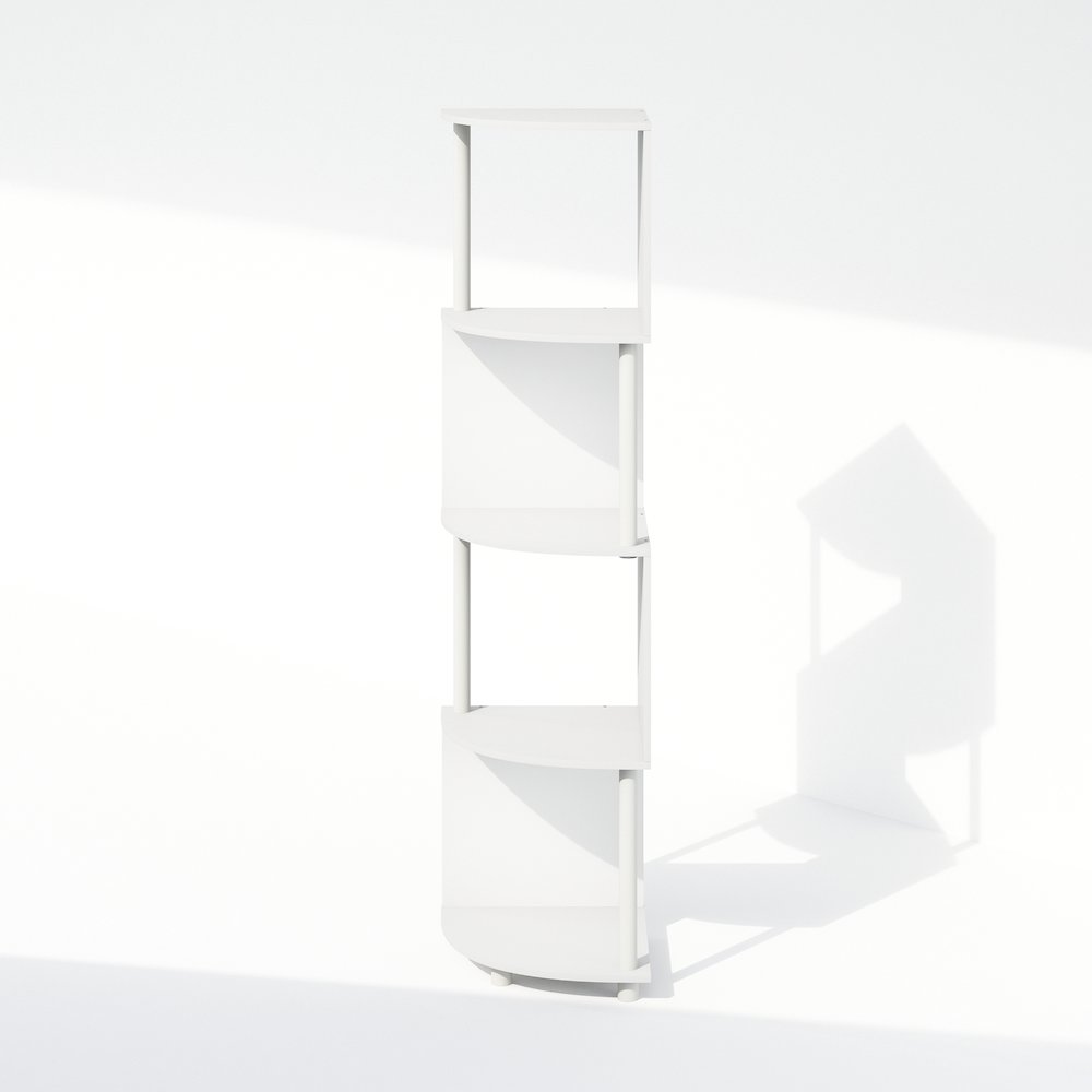 Furinno Basic 4-Tier Zigzag Corner Multipurpose Standing Shelf, White/White. Picture 4