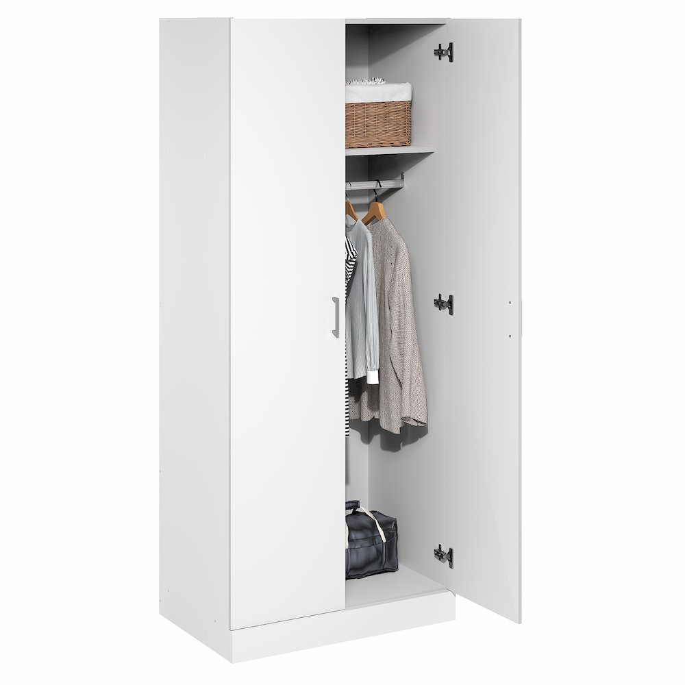 Robin Wardrobe Cabinet, Wardrobe Closet with Hanging Rod, White. Picture 5