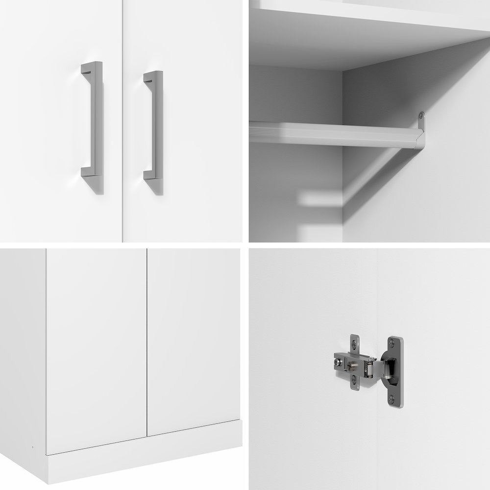 Robin Wardrobe Cabinet, Wardrobe Closet with Hanging Rod, White. Picture 7