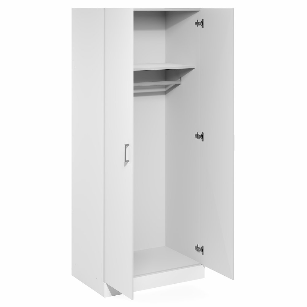 Robin Wardrobe Cabinet, Wardrobe Closet with Hanging Rod, White. Picture 3