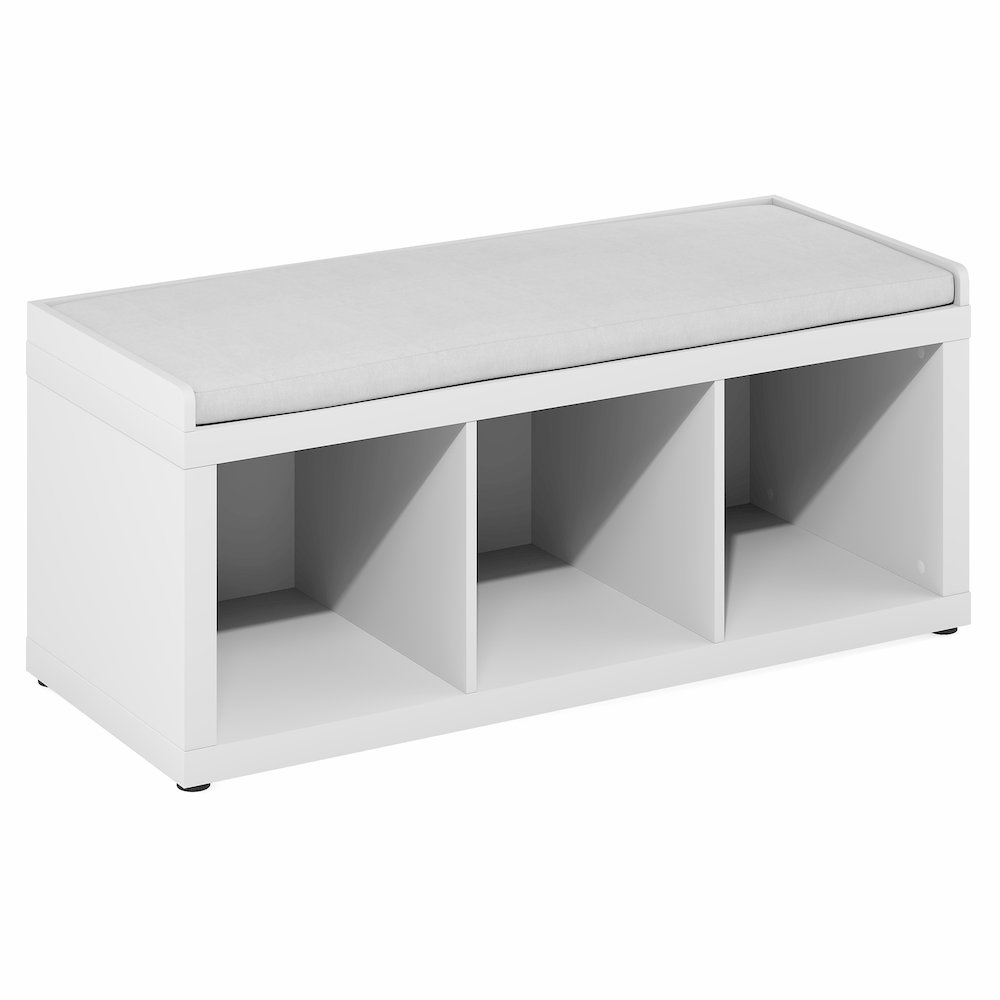 Cubicle 3-Cube Storage Bench with Comfy Cushion for Entryway, Living Room, White. Picture 1