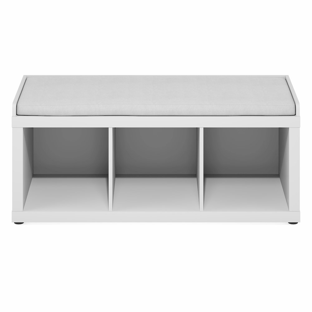 Cubicle 3-Cube Storage Bench with Comfy Cushion for Entryway, Living Room, White. Picture 2
