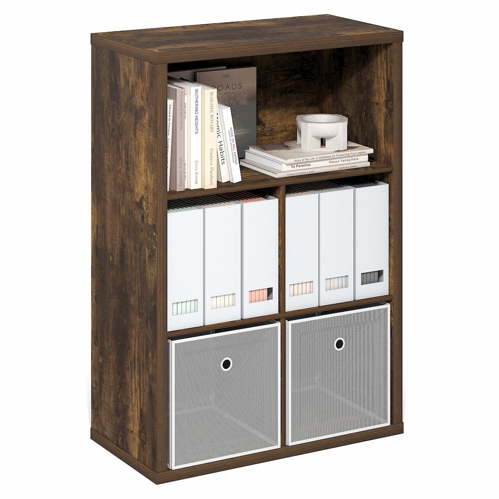 Cubicle Closed Back Decorative Cube Storage Organizer, 5-Cube, Amber Pine. Picture 3