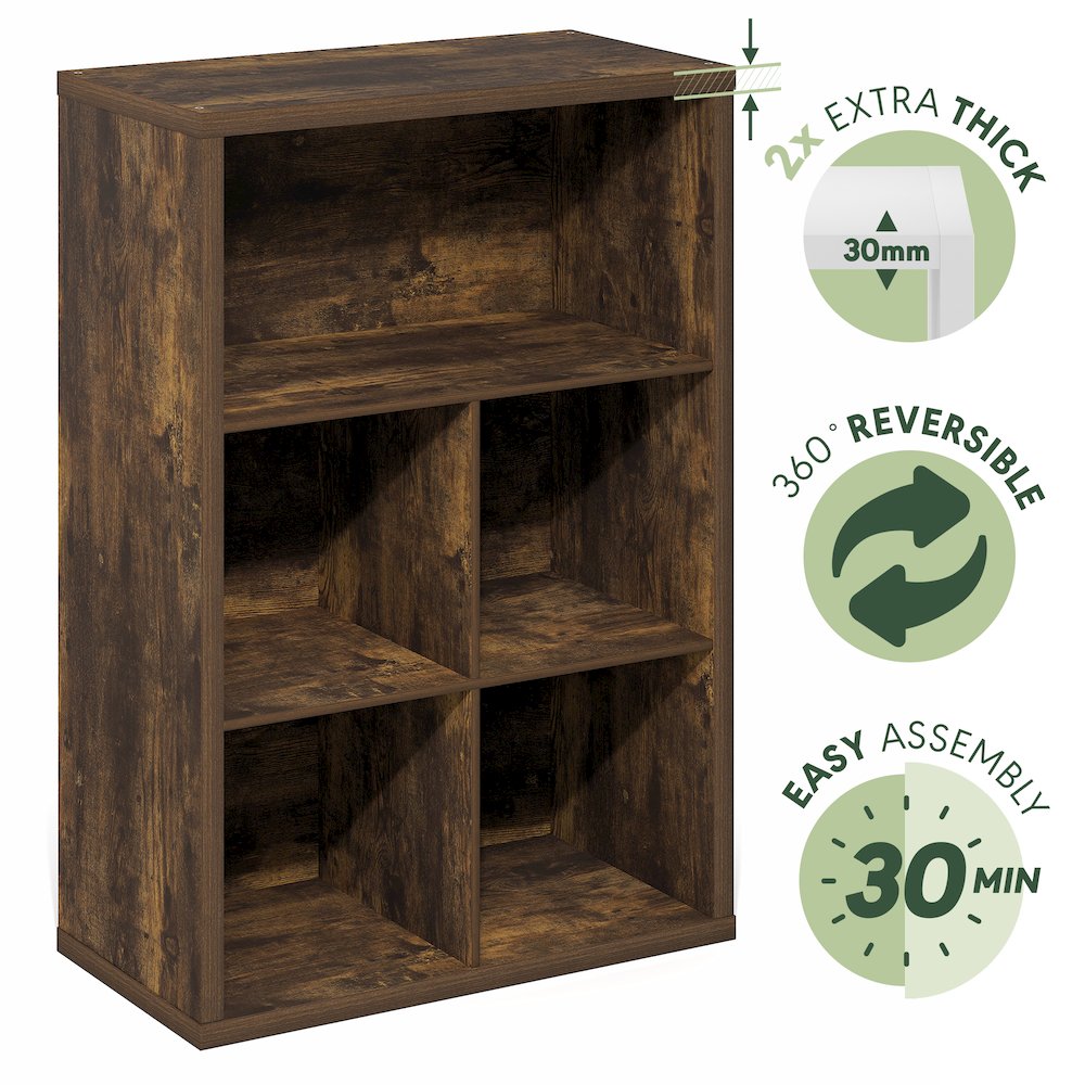 Cubicle Closed Back Decorative Cube Storage Organizer, 5-Cube, Amber Pine. Picture 2
