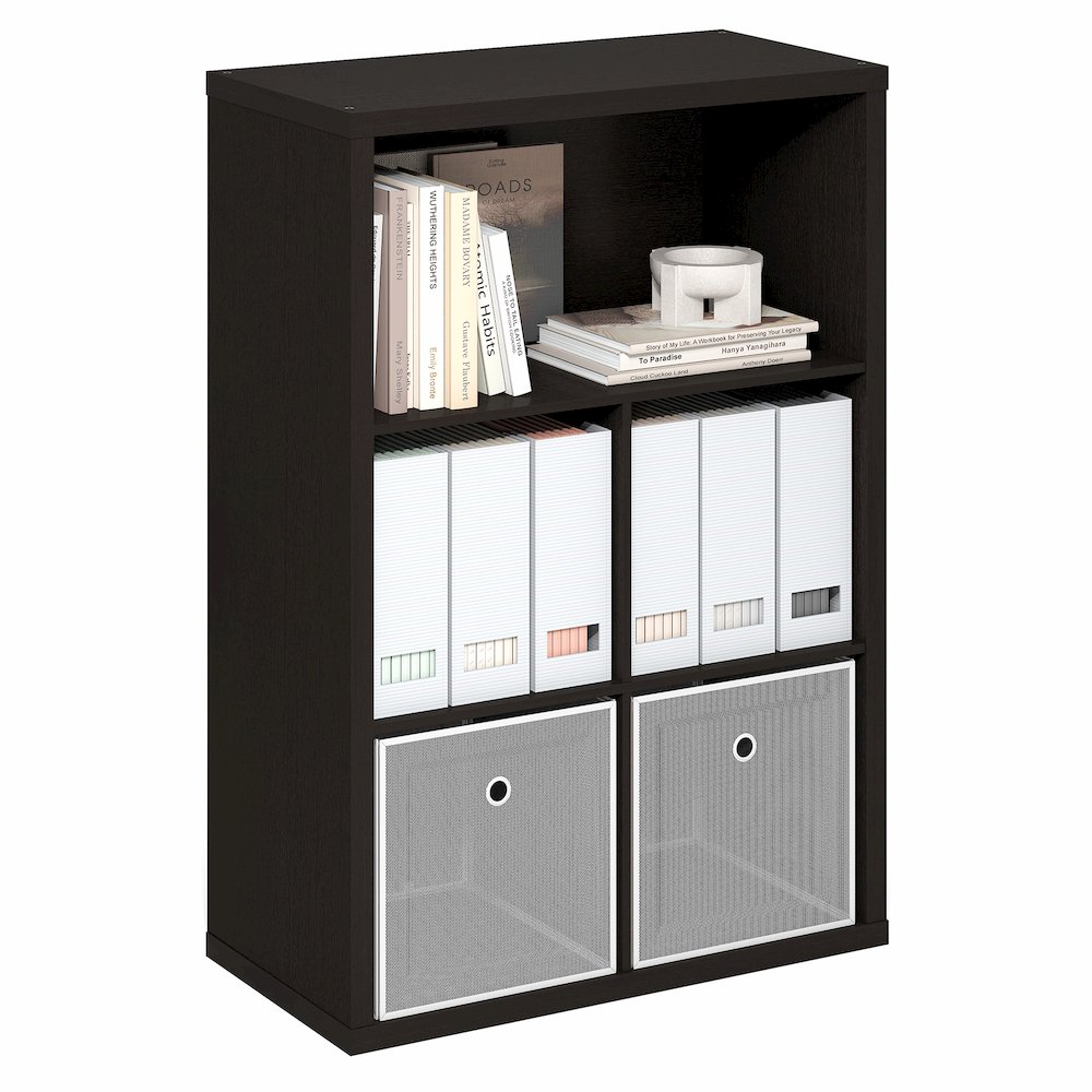 Cubicle Closed Back Decorative Cube Storage Organizer, 5-Cube, Dark Oak. Picture 3