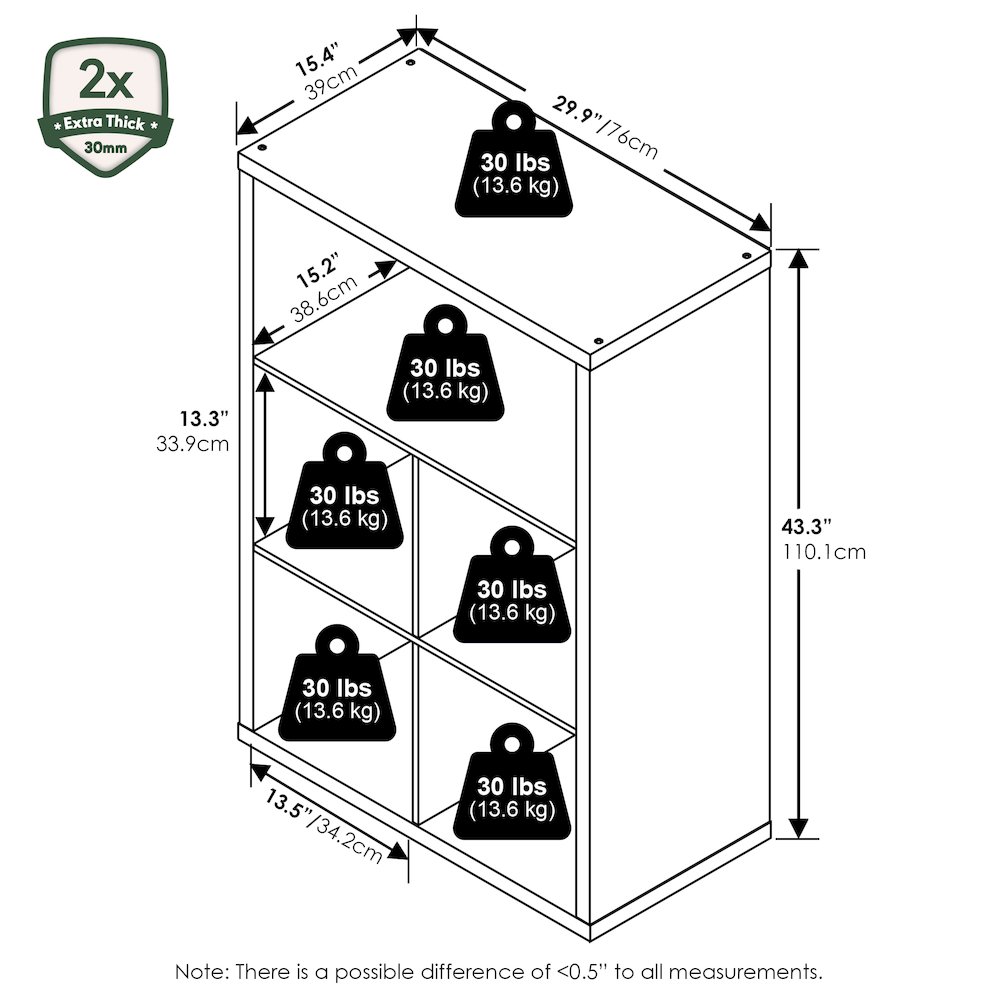 Cubicle Closed Back Decorative Cube Storage Organizer, 5-Cube, Dark Oak. Picture 5
