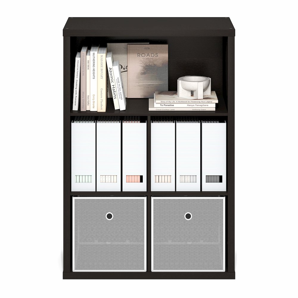 Cubicle Closed Back Decorative Cube Storage Organizer, 5-Cube, Dark Oak. Picture 1