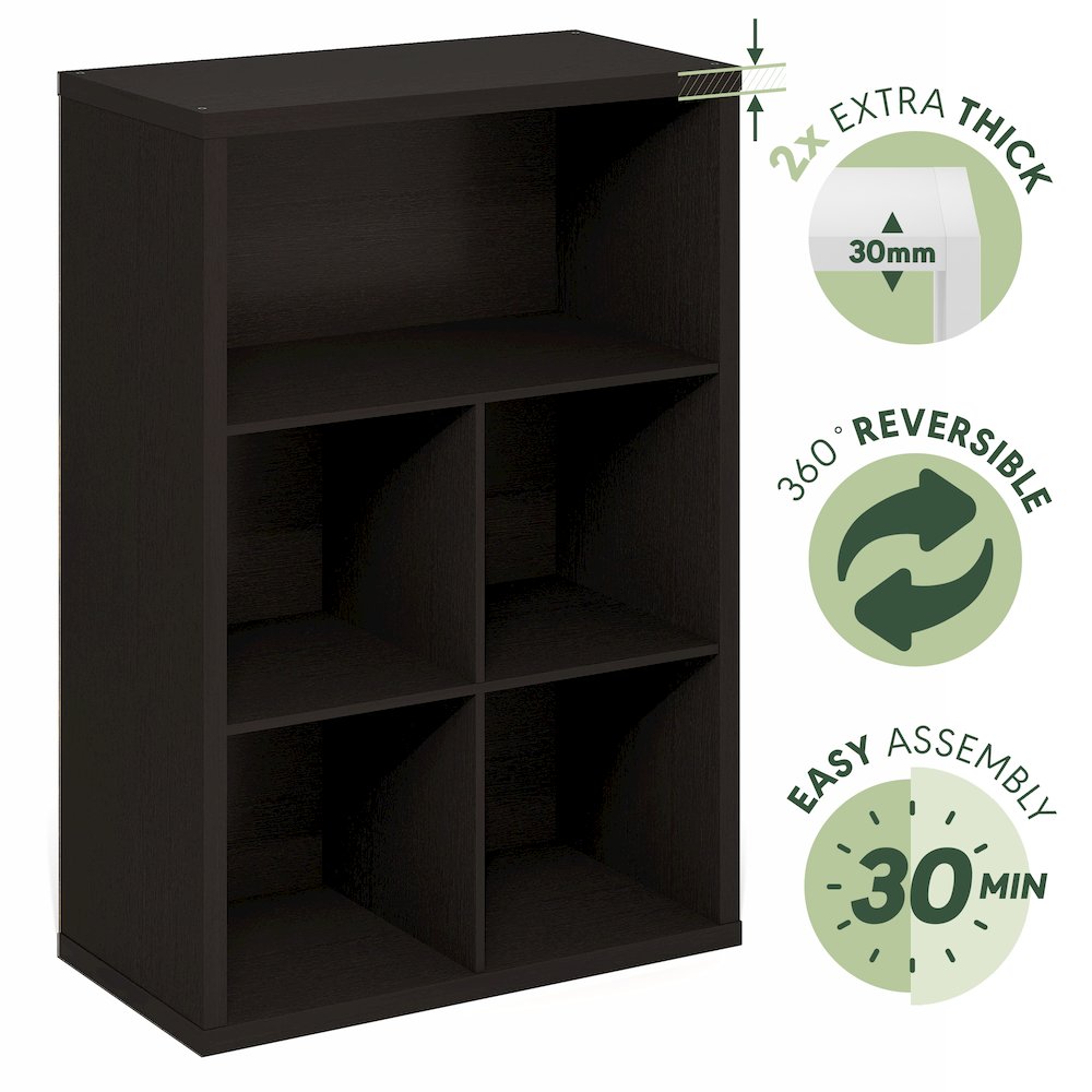 Cubicle Closed Back Decorative Cube Storage Organizer, 5-Cube, Dark Oak. Picture 2