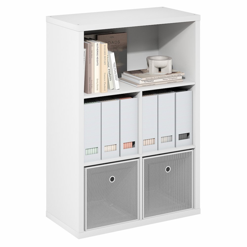 Cubicle Closed Back Decorative Cube Storage Organizer, 5-Cube, White. Picture 2